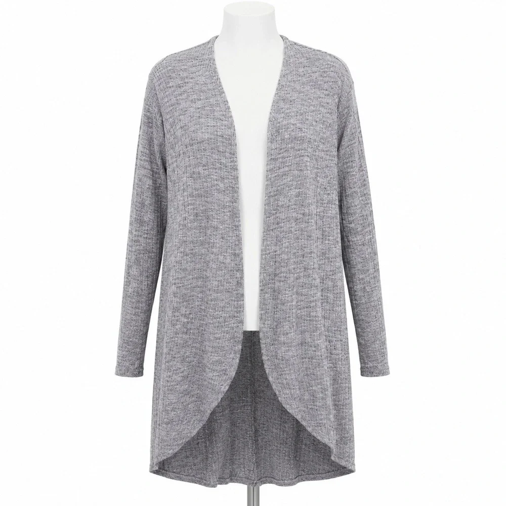 Sunday in Brooklyn Cardigan Womens Small Gray Striped Open Front‎ Ribbed Duster